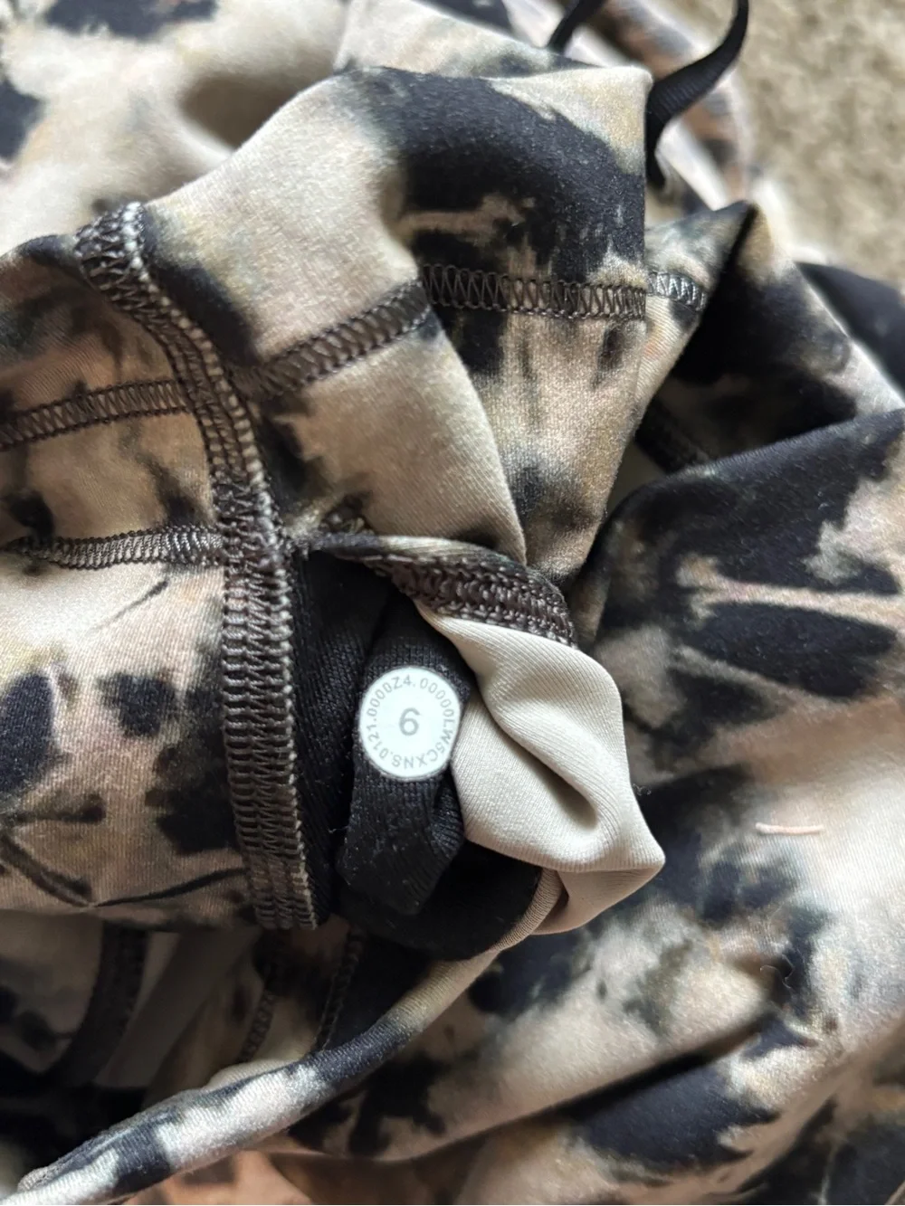 lululemon athletica Black, Cream & Tan Tie-Dye Leggings